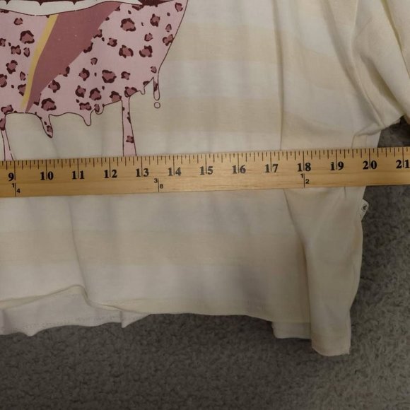 Wst Cst Womens Crop Top White Yellow Stripe Short Sleeve Stretch Pullover S New - Picture 3 of 9